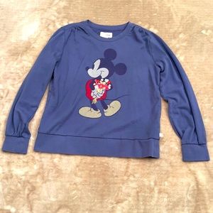 Gap Mickey Mouse With Bouquet Blue Sweatshirt